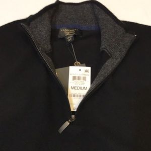 New Macy’s Club Room Luxury Quarter Zip Cashmere Sweater Black Men’s Medium.